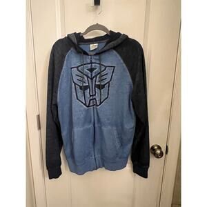 Transformers Hoodie Full Zip Blue Men's M Autobot Logo Long Sleeve Travel Casual